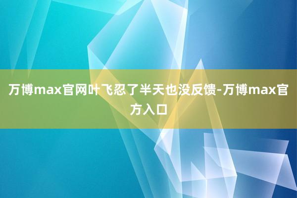 万博max官网叶飞忍了半天也没反馈-万博max官方入口