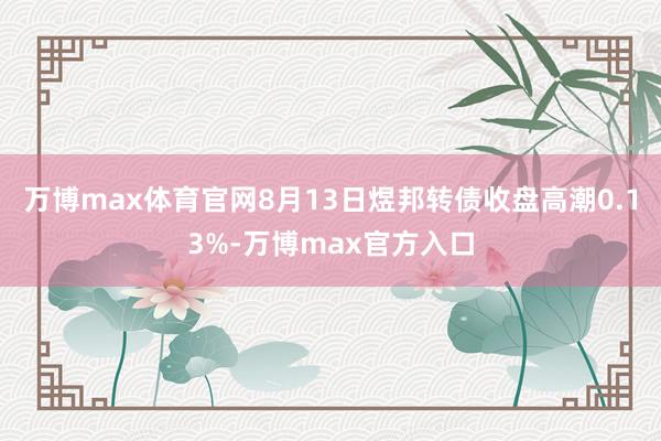 万博max体育官网8月13日煜邦转债收盘高潮0.13%-万博max官方入口