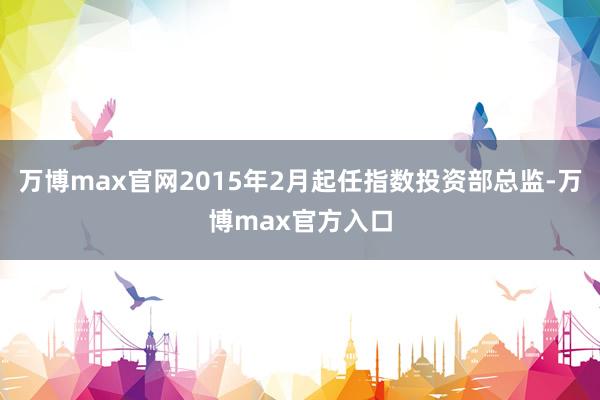 万博max官网2015年2月起任指数投资部总监-万博max官方入口