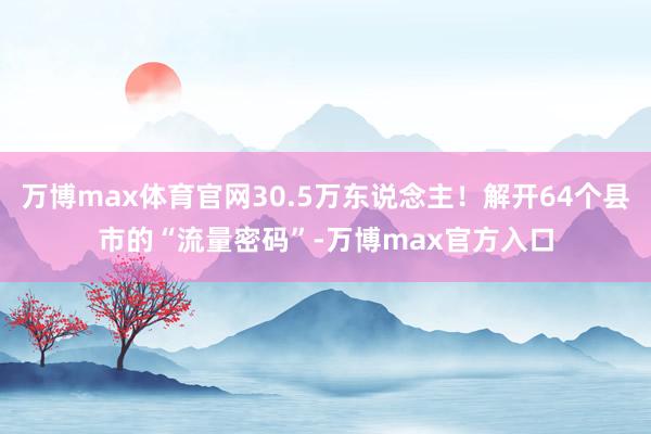 万博max体育官网30.5万东说念主！解开64个县市的“流量密码”-万博max官方入口