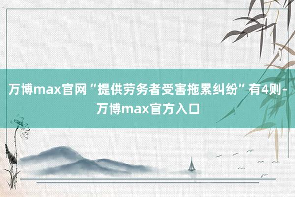 万博max官网“提供劳务者受害拖累纠纷”有4则-万博max官方入口